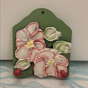 Hand Made & Painted Wood Shelf w Pegs - Jewelry